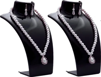 Produktbild von 2er Set - Schmuck Display Büste, Halsketten Halter, Schmuckständer aus Kunststoff, Ohrring Halter, Schmuckhalter, Kettenhalter für Juweliere - Ladengeschäfte, Ausstellungsständer - Schwarz
