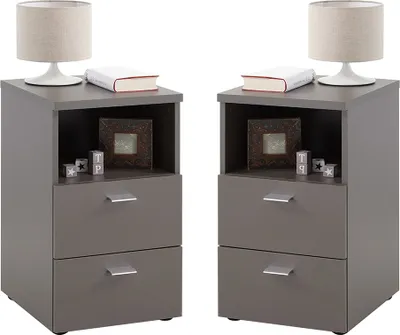 Produktbild von Nachttisch, 2er Set, in grau, CERNA-10, auch für Boxspringbetten geeignet, B/H/T je ca. 35/61,5/39,9 cm
