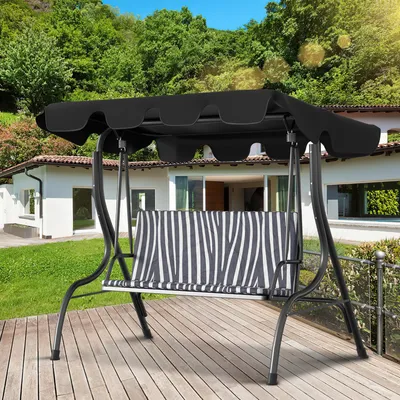 Produktbild von Jiubiaz Sluneční stříška Náhradní stříška Větruodolná hollywoodská houpačka Zahradní houpačka 210x145cm Antracitová