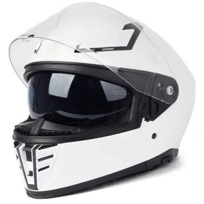 Produktbild von Motorrad Integralhelm mit Doppelvisier, Hochwertiger Motorradhelm, ECE 22-06, Weiß, Größe XL (61 CM) - Ideal für Roller, Moped, Mofa und Scooter