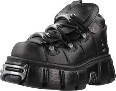 Produktbild von NEW ROCK M106 VS1 Plateau Stiefel mit Schnallen für Damen und Herren, Schwarz