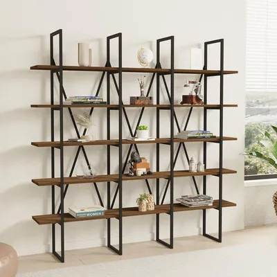 Immagine prodotto di Perletto - Libreria, 160x26x160h cm Marrone Noce, 5 Ripiani
