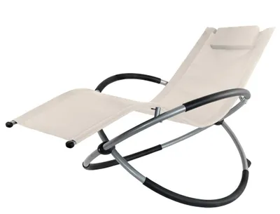 Produktbild von Garten Liegestuhl Schaukelliege Campingliege Strandliege Sonnenliege Gartenliege Gartenstuhl Klappstuhl Liege Klappbar Faltbar Relaxliege Beige Kingpower