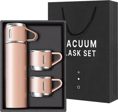 Produktbild von Isolierter Thermos, 500ml rosa Edelstahl-Vakuum-Flasche