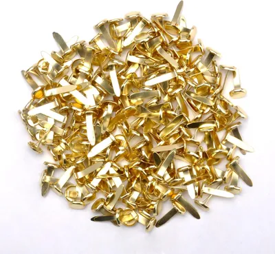 Produktbild von 200 Stück Mini-Brads Rund Gold Musterklemmen - Metallene Runde Kopfklemmen 8 mm - Schließklemmen Musterbeutelklammern - Briefklemmen für DIY Scrapbooking und Basteln