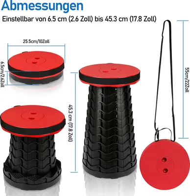Produktbild von Jiubiaz Tragbarer Klappstuhl Campingstuhl Blumenhocker Klapphocker Bistrostuhl，Rot