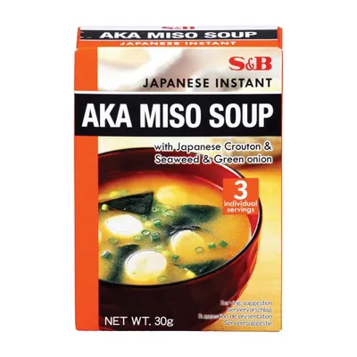 Produktbild von S&B Instant AKA Miso Suppe 30g | japanische rote Misosuppe | 3 Portionen (3x10g)