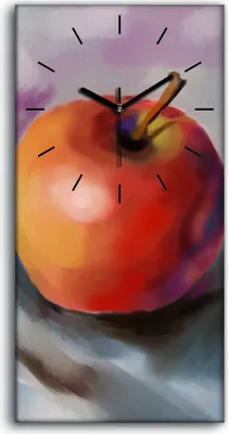Produktbild von Leinwand Uhr Küche Wohnzimmer Bild Geräuschlos 30x60 Gemälde Früchte Apfel Kunst - schwarze Hände