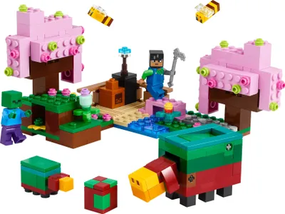 Produktbild von LEGO Minecraft Der Kirschblütengarten, Spielzeug-Garten zum Erkunden mit Sunny, Schnüffler, Zombie und Bienen, Geschenk für Gamer, für Jungen und Mädchen ab 8 Jahren 21260
