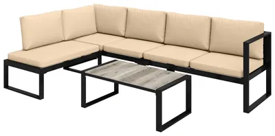 Produktbild von 4-teiliges Gartenmöbel-Set, Sofa-Set mit 2 Zweisitzern, armloser Stuhl, Couchtisch, für Balkon, Khaki