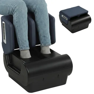 Immagine prodotto di HOMCOM: poggiapiedi e massaggiatore per i piedi 2-in-1, con funzione riscaldante, colore blu e nero