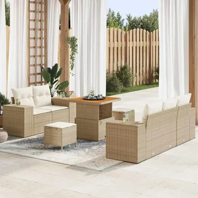 Immagine prodotto di Maison Exclusive - Set divani da giardino 8 pezzi beige in polyrattan