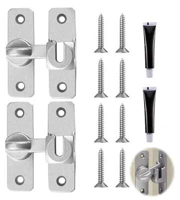 Produktbild von 2 Schiebetürschlösser, 90°/180° drehbar, für Schlafzimmer, Badezimmer, WC, Schränke, Schuppentür und Fenster