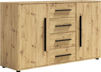 Produktbild von BETTSO Moderne zweitürige Kommode MAXIVO aus Eiche mit Schubladen für das Schlafzimmer
