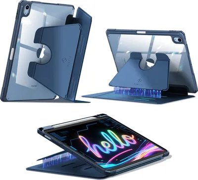 Produktbild von Fintie Magnetständer-Hülle für iPad Air 11 Zoll M4/M3/M2 (2026/2025/2024), iPad Air 5./4. Generation (2022/2020) 10.9 Zoll, Mehrwinkel-Betrachtung Klare Hülle mit Stifthalter, Blau