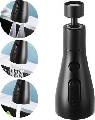 Immagine prodotto di Prolunga girevole per rubinetto da cucina con braccio robotico - Attacco a spruzzo - Nero