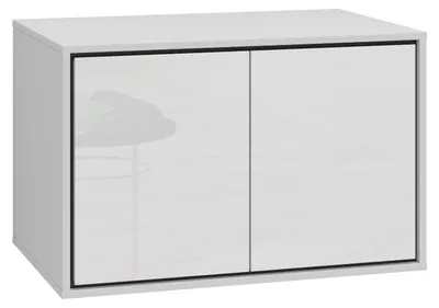 Produktbild von Badplaats Waschbeckenunterschrank Capri 78 x 48 x 51 cm – Weiß Hochglanz – Hängender Waschtischunterschrank mit 2 Schubladen