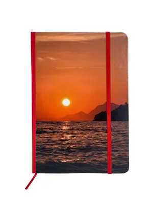 Produktbild von Notizbuch A5 Hardcover Kunstleder Skizzen Reise 160 Seiten Sonnenuntergang Meer