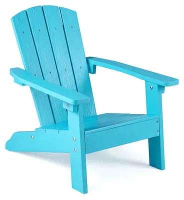 Produktbild von COSTWAY Adirondack Stuhl wetterfest aus HIPS, Gartenstuhl mit ergonomischer Rücken- & Armlehnen, Outdoor-Stuhl für Kinder ab 3 Jahren Türkis