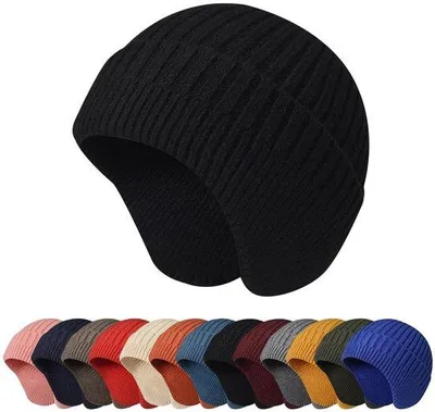 Produktbild von Unyqoos® Wintermütze mit Ohrenklappen – warme, elastische Outdoor-Mütze für Damen & Herren, Einheitsgröße 48–65 cm, Tiefe 17 cm, sitzt sicher