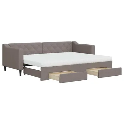 Zdjęcie produktu dla vidaXL Rozkładane łóżko dzienne z szufladami Taupe 80x200 cm tkanina