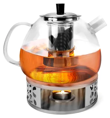 Produktbild von Teekanne aus Glas mit Siebeinsatz und Stövchen, 1500 ml