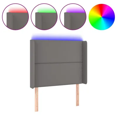 Obrázok produktu pre vidaXL LED čelo postele sivé 103x16x118/128 cm Imitácia kože