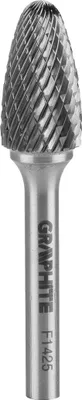 Produktbild von GRAPHITE HM Metallfräser, ogival, gerundet, Typ F, Schaft 6 x 45 mm, für Schleifmaschine, für Aluminium, Kunststoff