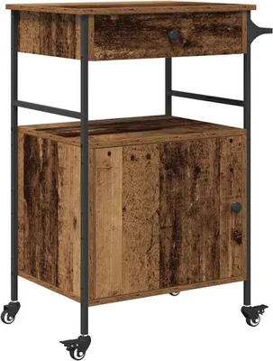 Image de Chariot de cuisine vidaXL en bois recyclé 56 x 43 x 89,5 cm, aggloméré