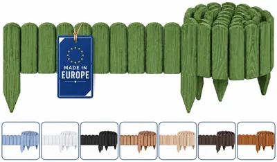 Produktbild von Woodygift Beeteinfassung Holz Rollzaun Gartenzaun Rasenkante Palisade Flexibler Rollborder für Beet und Rasen Grün 10x200 cm