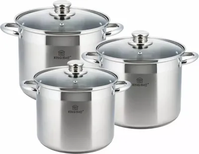 Obrázek produktu pro Sada hrnců z nerezové oceli s poklicemi, 22/24/26 cm, 7,2/9/11,1 l Kinghoff KH4311