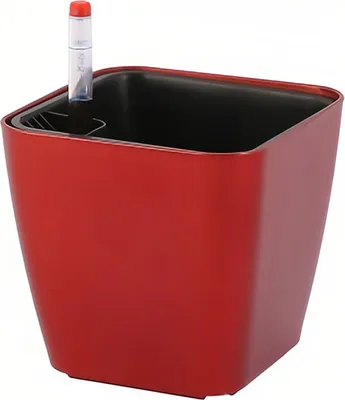 Obrázek produktu pro 14cm samozavlažovací čtvercové květináče pro pokojové a venkovní rostliny, samozavlažovací květináče s ukazatelem hladiny vody (červené)