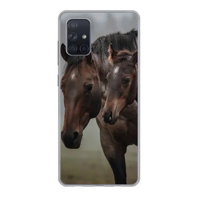 Produktbild von MuchoWow® Handyhülle Schutzhülle Hülle für Samsung Galaxy A51 5G Pferde - Nebel - Landschaft Silikon Softcase Handy Hülle - Abbildung