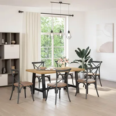 Produktbild von vidaXL Esstisch NOAIN A-Form-Beine 160x90x75 cm Massivholz Kiefer
