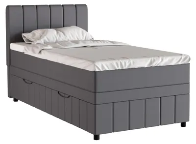 Produktbild von Boxspringbett Einzelbett 100x200, Grau, AVALON, mit Bettkästen, mit Matratze, mit Topper, Panda Möbel