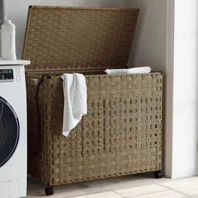 Produktbild von CLORIS Wäschekorb mit Rollen 66x35x60 cm Rattan, 5,5 kg