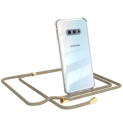 Produktbild von EAZY CASE Handykette kompatibel mit Samsung Galaxy S10e, Handyhülle mit Umhängeband, Handykordel, Schutzhülle Clear, Band in Bunt