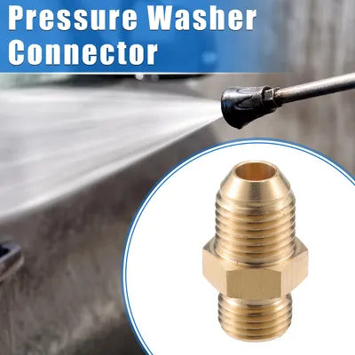 Image de Connecteur pour Nettoyeur Haute Pression, Adaptateur Mâle G1/4" vers M14x1.5 en Laiton pour Connecteur de Tuyau de Nettoyeur Haute Pression Universel en Laiton de Couleur Cuivre