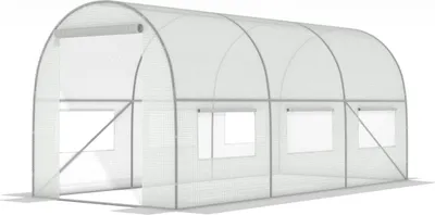Image de Serre de jardin 4,5x2x2 mètres - blanche - avec 6 fenêtres moustiquaires - 9m2