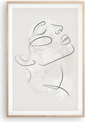 Produktbild von Gerahmtes Poster - Rahmen in heller Eiche - Gesicht Linie Skizze - 61x91,5 cm - Wand Bild - Wanddeko - Wandbilder - Kunstposter - Wandposter - Bilderrahmen - Bilder - Kunstdruck - P2NPA61x91-5031