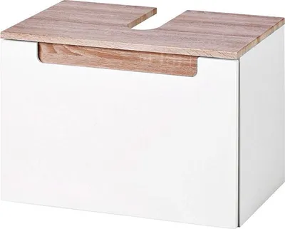 Produktbild von Waschbeckenunterschrank MERANO-03 Hochglanz weiß, Eiche Sonoma, B=60cm