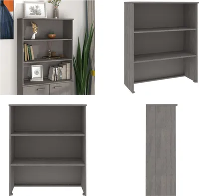 Produktbild von vidaXL Highboard Oberteil HAMAR Hellgrau 85x35x100 cm Massivholz - Highboard-Aufsatz - Highboard-Aufsätze - Aufsatz Für Highboard - Schrankaufsatz Massivholz