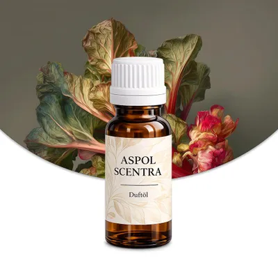 Produktbild von Aspol Scentra Rhabarber UFIGREEN Duftöl für Kerzen und Diffusoren 10 ml, KI-generiertes Bild