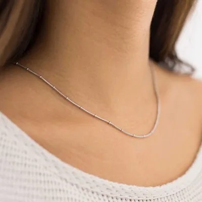 Produktbild von MATERIA Damen Kugel Schlangenkette Silber 925 Halskette 1mm rhodiniert in 6 Längen + Box #K66