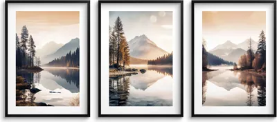 Obrázok produktu pre Elegantné nástenné plagáty do spálne Horská krajina Jazero 3x 50x70