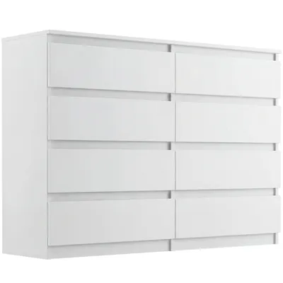 Zdjęcie produktu dla Nowoczesna Komoda 140Cm Szafka 8 Szuflad Biała R-140-S8