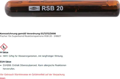 Produktbild von Fischer 10x Superbond Reaktionspatrone RSB 20 - 518827