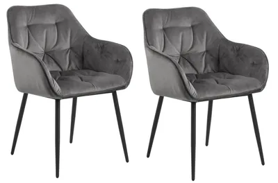 Zdjęcie produktu dla Armlehnstuhl >Brooke< (2er-Set) in Dunkelgrau aus Metall,Stoff - 58x83x55cm (BxHxT)
