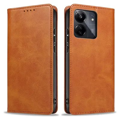 Produktbild von Handyhülle für Xiaomi Redmi 13C Kunstleder Flip Cover Hülle Klapphülle Case Kartenfach Farbe: Hellbraun