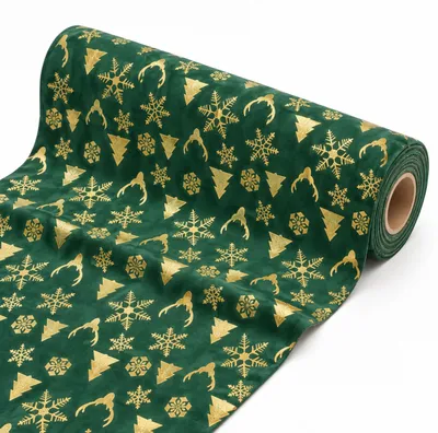 Produktbild von G.schmückt Samt Tischläufer Weihnachten 28cm, Tischband Advent Deko zuschneidbar auf Rolle, Rot 6 Meter